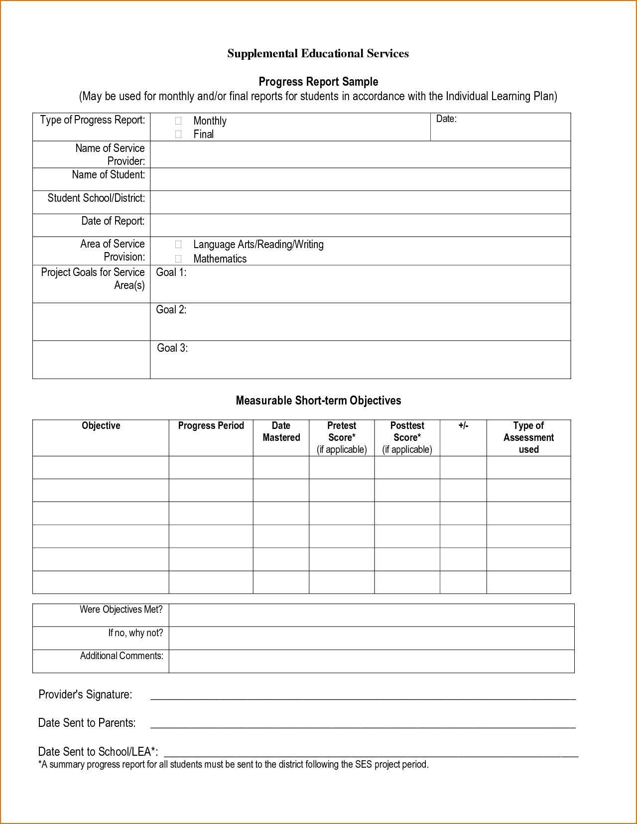 Homeschool Report Card Template Free Download