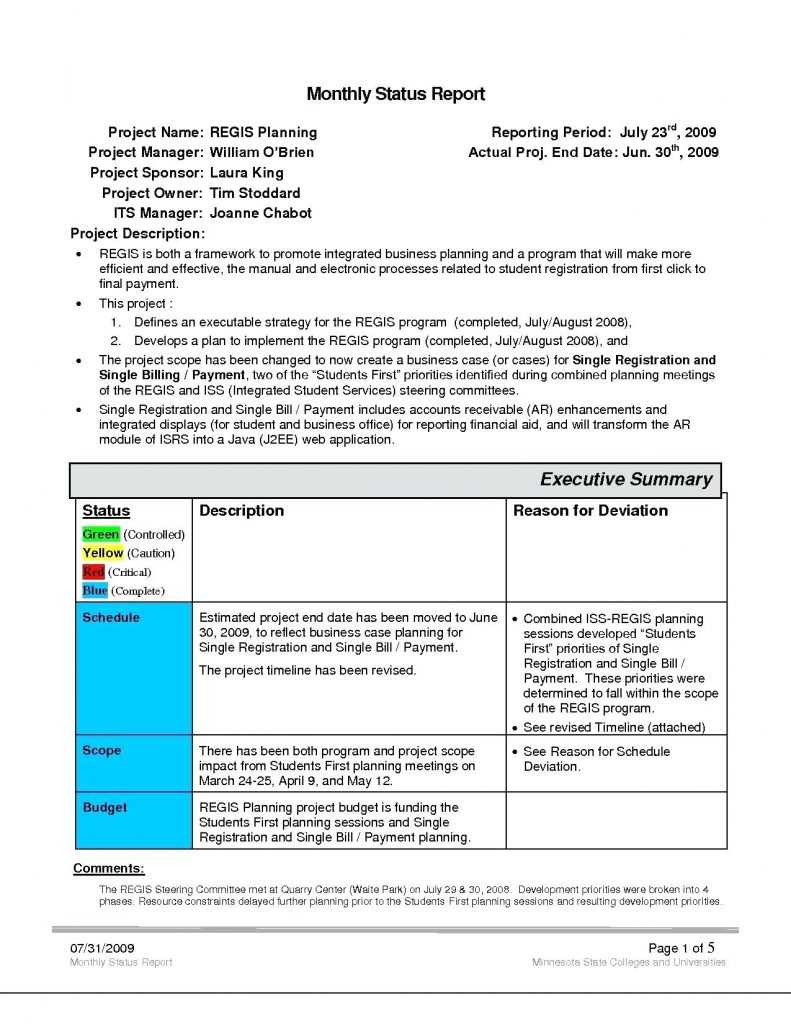 029 Template Ideas Ic Monthly Project Status Report Intended For Project Monthly Status Report Template