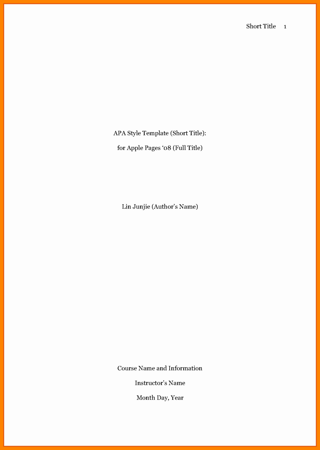 apa dissertation title page