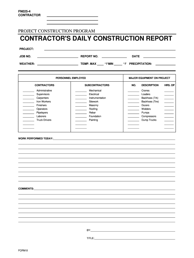 032 Construction Superintendent Daily Report Forms Template Pertaining To Superintendent Daily Report Template