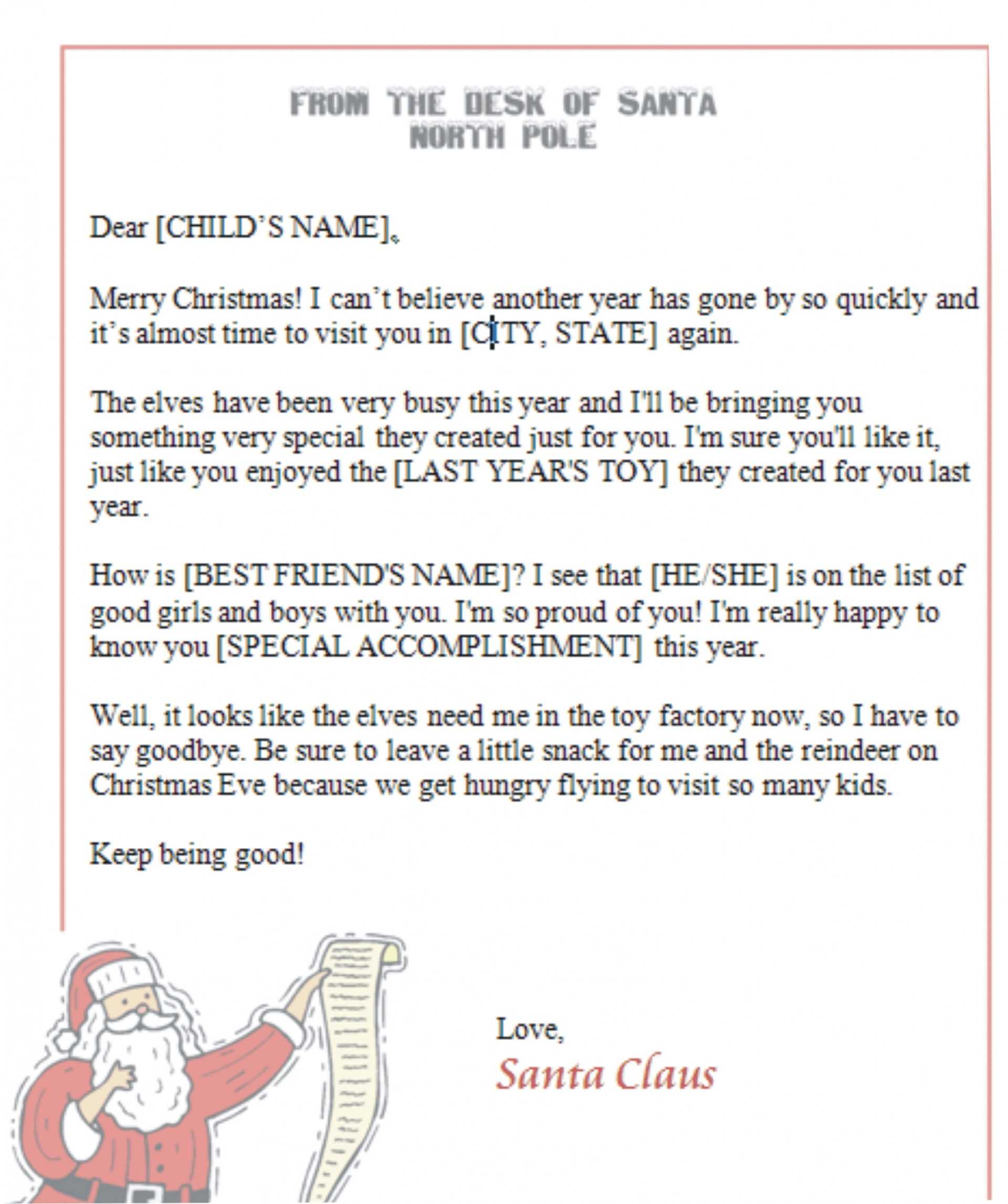 032 Letter From Santa Template Word Document Fresh Free With Santa Letter Template Word
