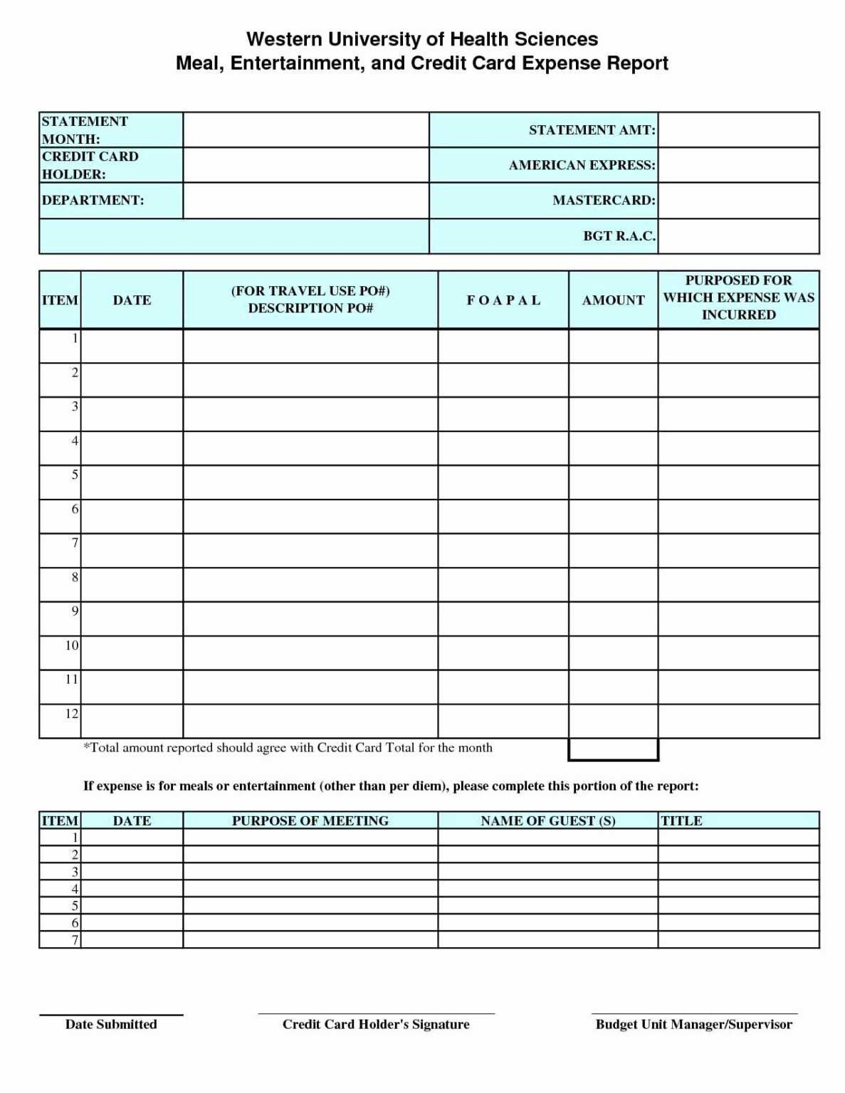 Per Diem Expense Report Template