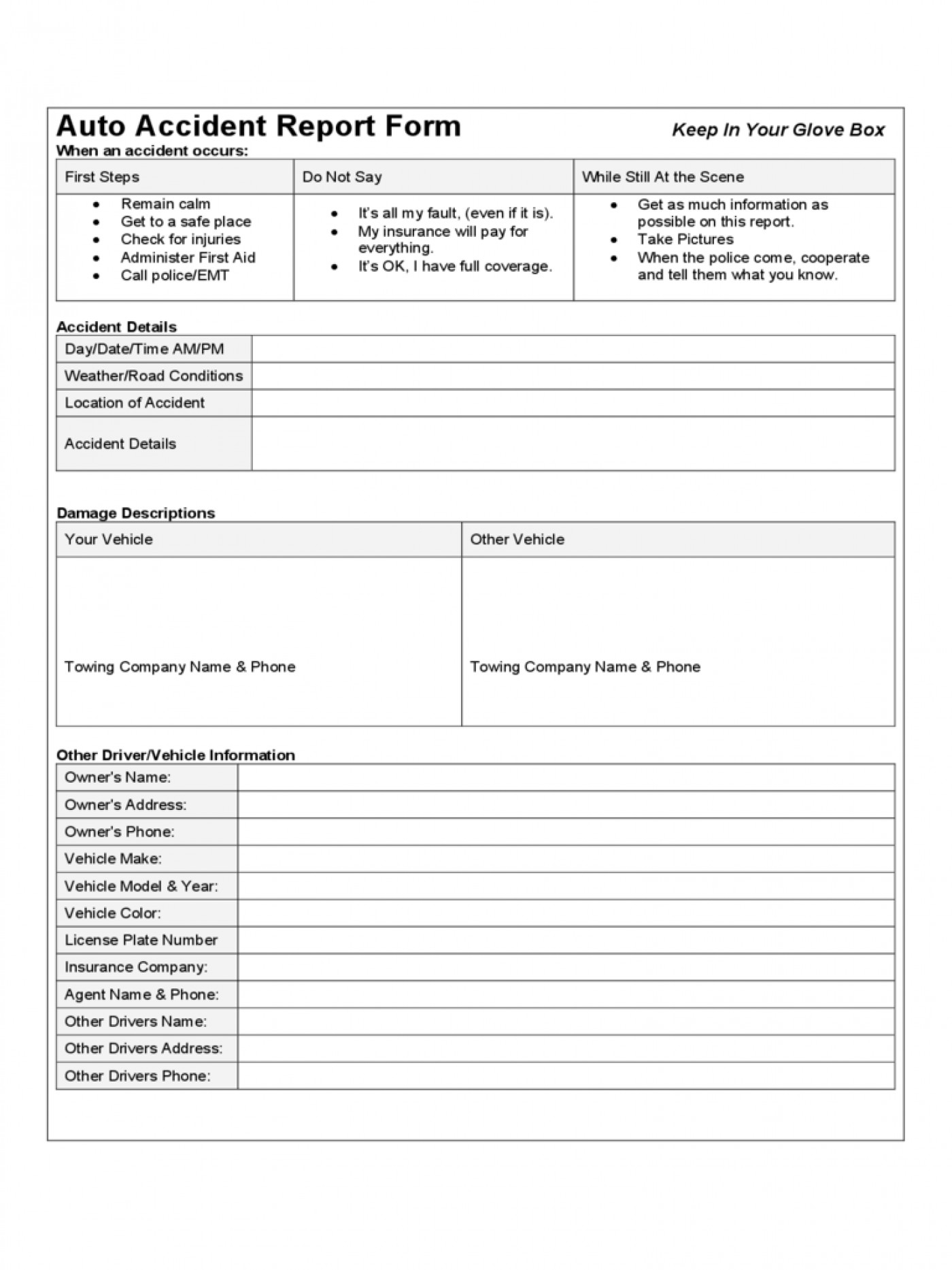 032 Vehicle Accident Report Template Word Templates Resume With Regard To Fault Report Template Word