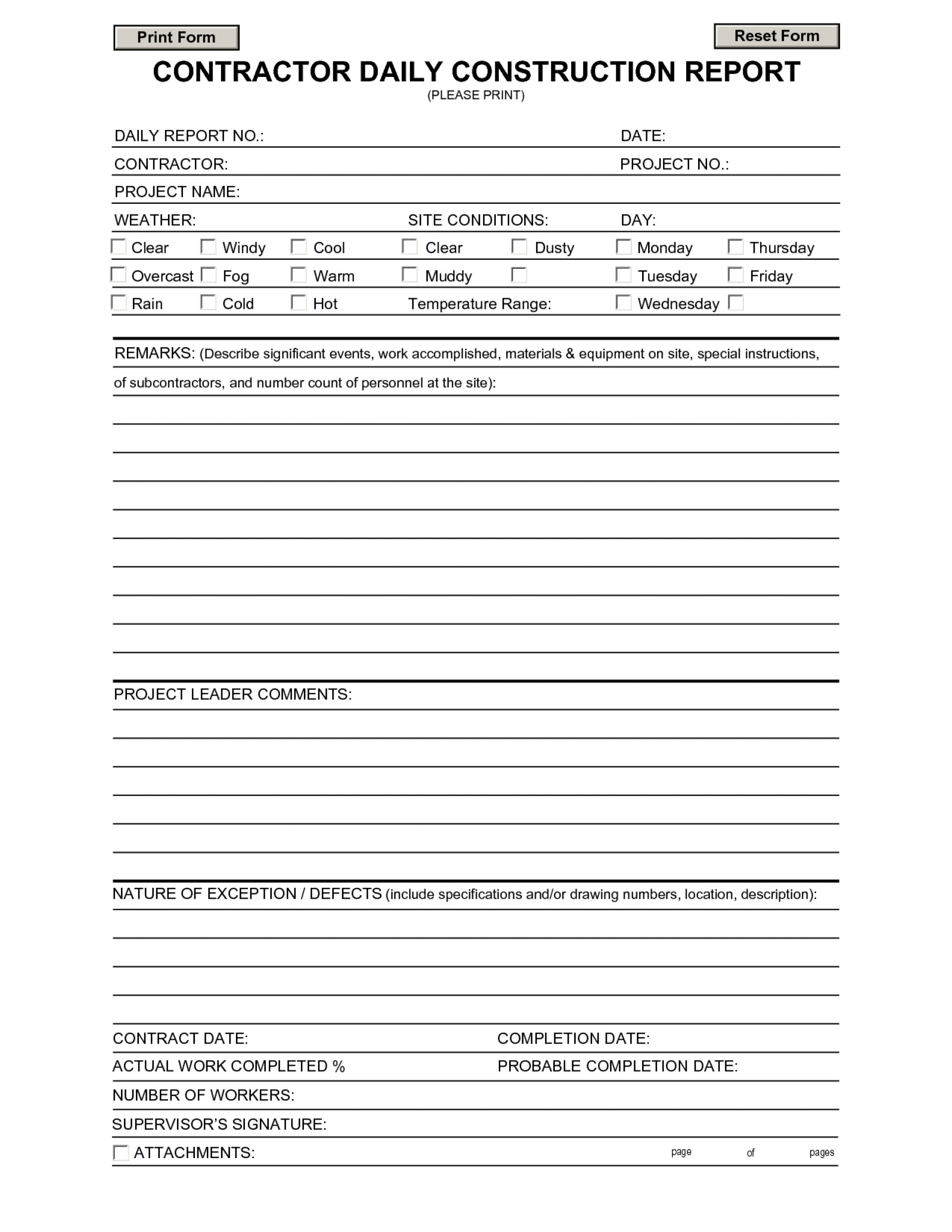 033 Daily Progress Report Format For Building Construction With Regard To Building Defect Report Template