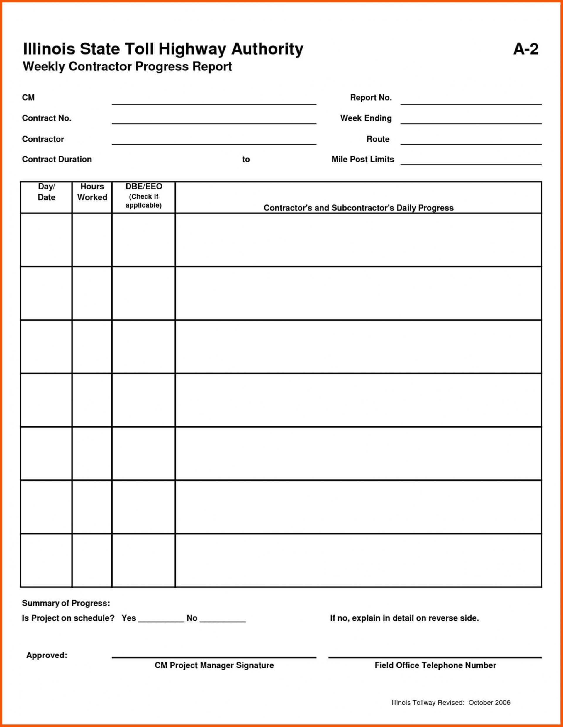 035 Daily Work Progress Report Template Intended For Daily Work Report Template