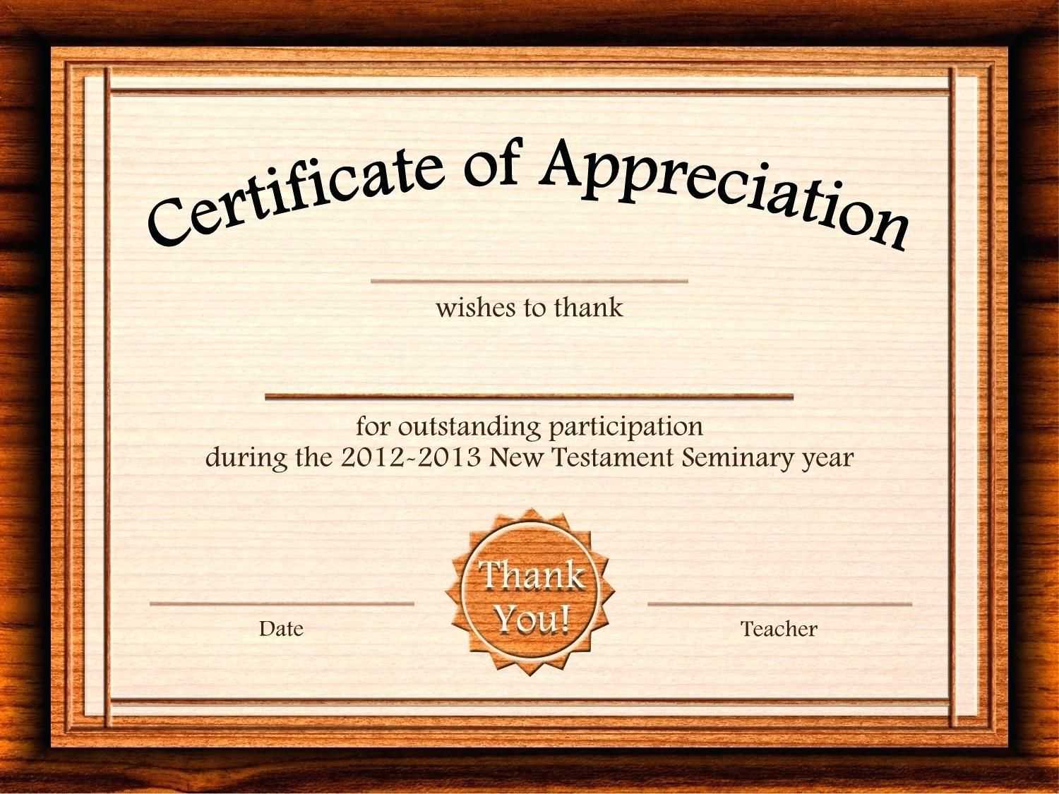 036 Certificate Of Appreciation Templated Free Download For Certificate Templates For Word Free Downloads