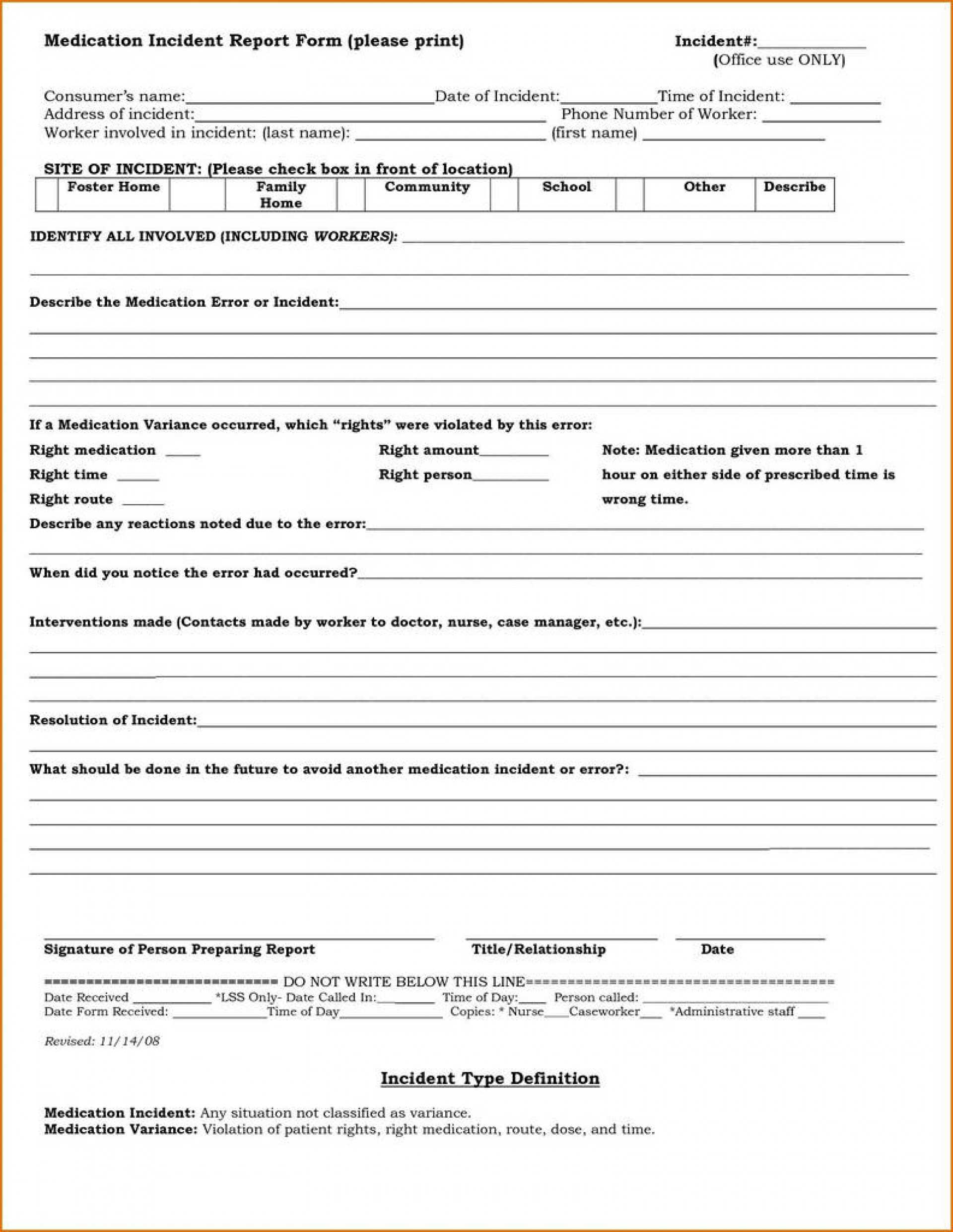 036 Medication Release Form Template Medical Forms Ideas Pertaining To Medication Incident Report Form Template