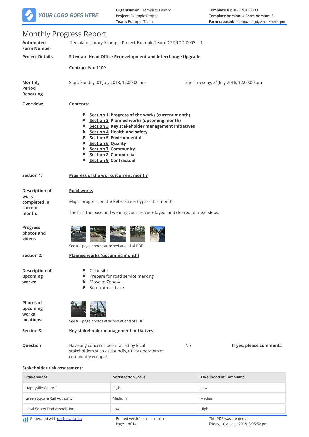 040 Construction Supervisor Daily Report Sample Monthly Throughout Report Content Page Template