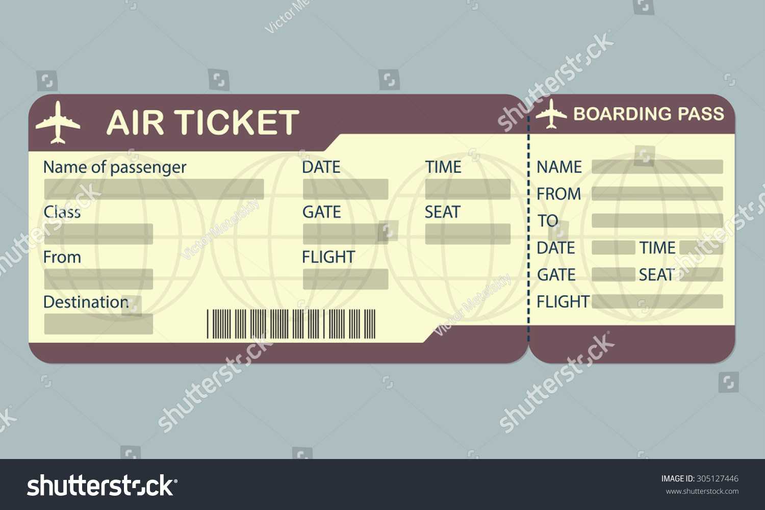 041 Free Airline Ticket Template Word Ideas Stock Vector Within Plane Ticket Template Word