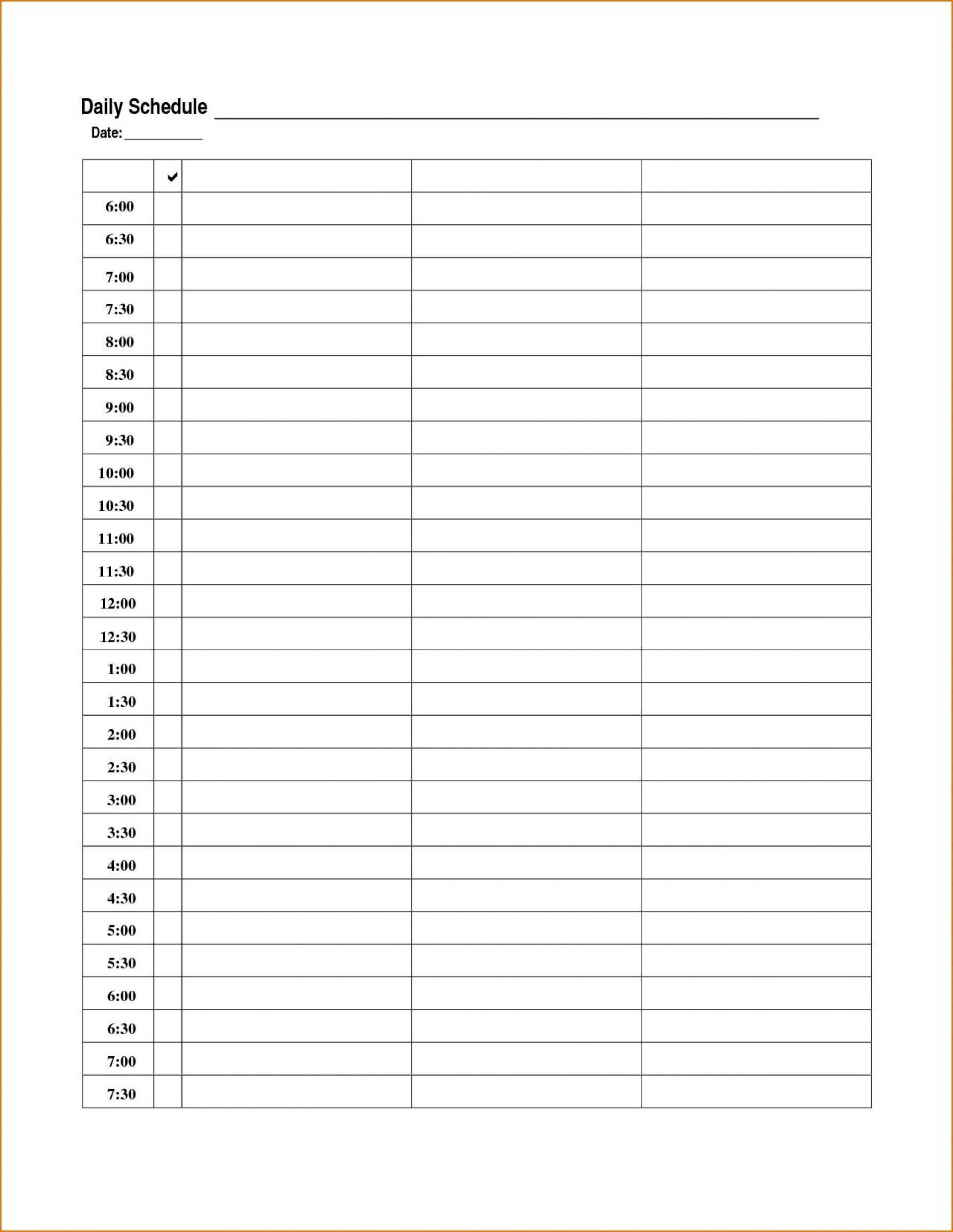 043 Template Ideas Daily Schedule Printable Pdf Surprising Pertaining To Printable Blank Daily Schedule Template