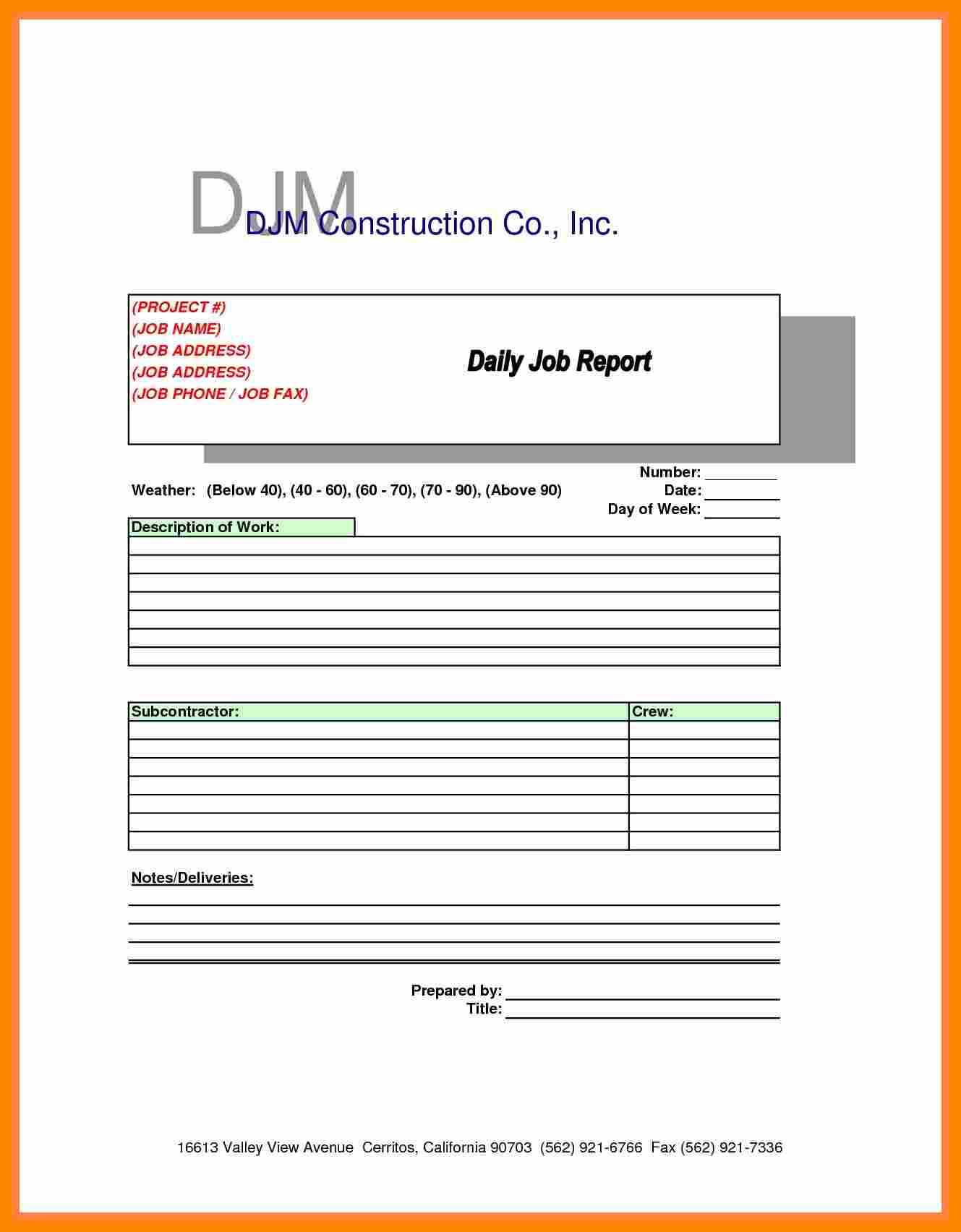 Machine Breakdown Report Template