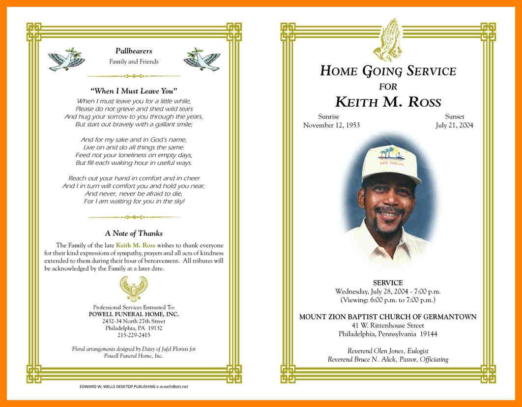 sample obituary funeral program