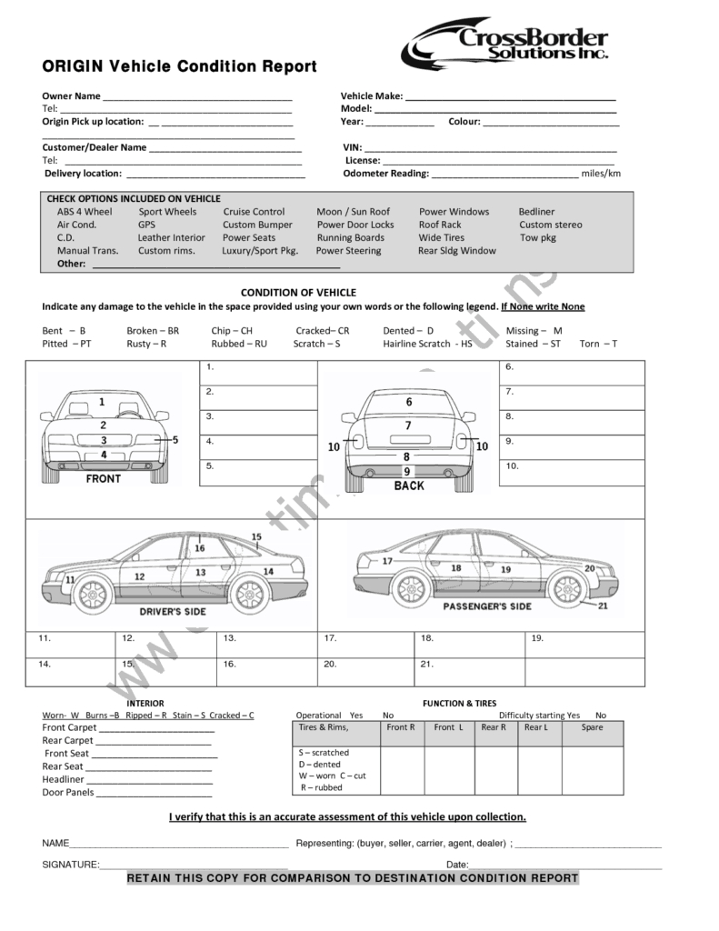 12+ Vehicle Condition Report Templates – Word Excel Samples Within Car Damage Report Template