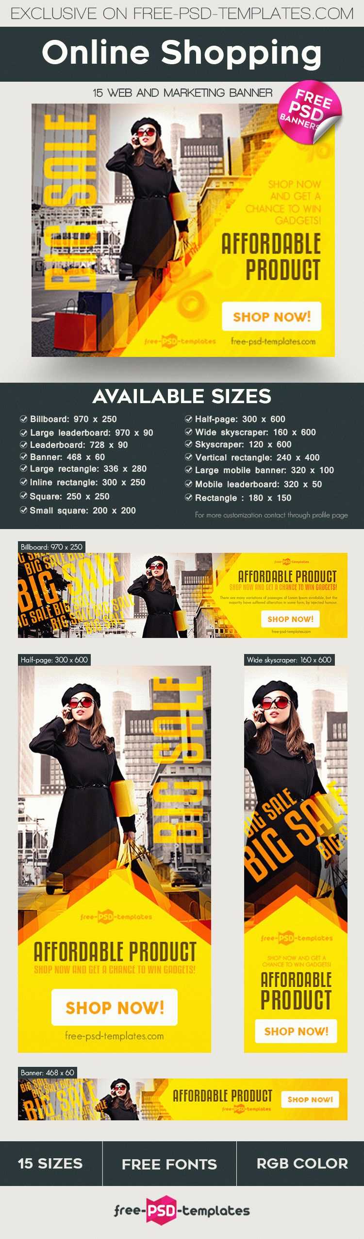 15 Free Online Shopping Banner In Psd | Free Psd Templates Pertaining To Free Online Banner Templates