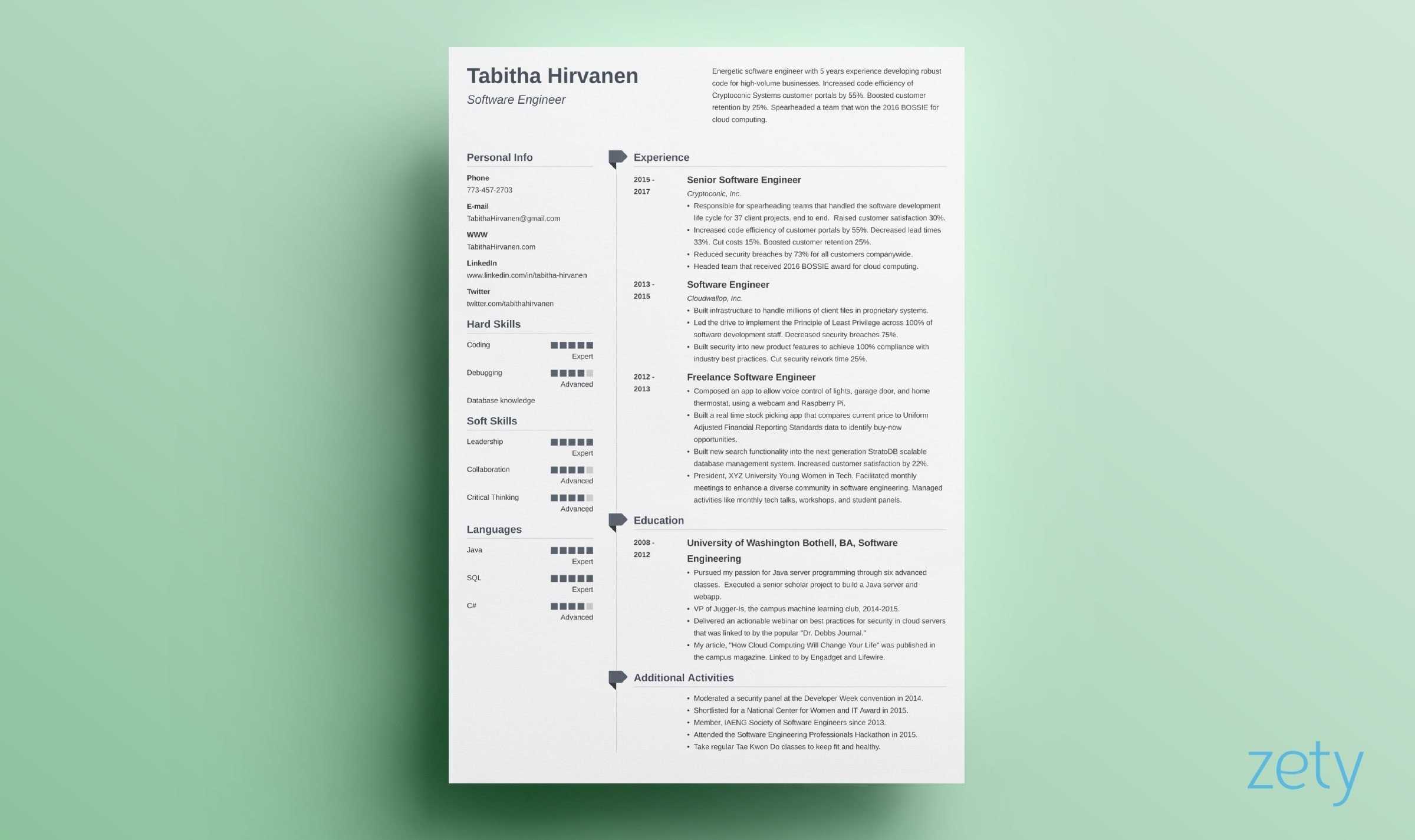 15 One Page Resume Templates [Examples Of 1 Page Format] With Regard To How To Find A Resume Template On Word