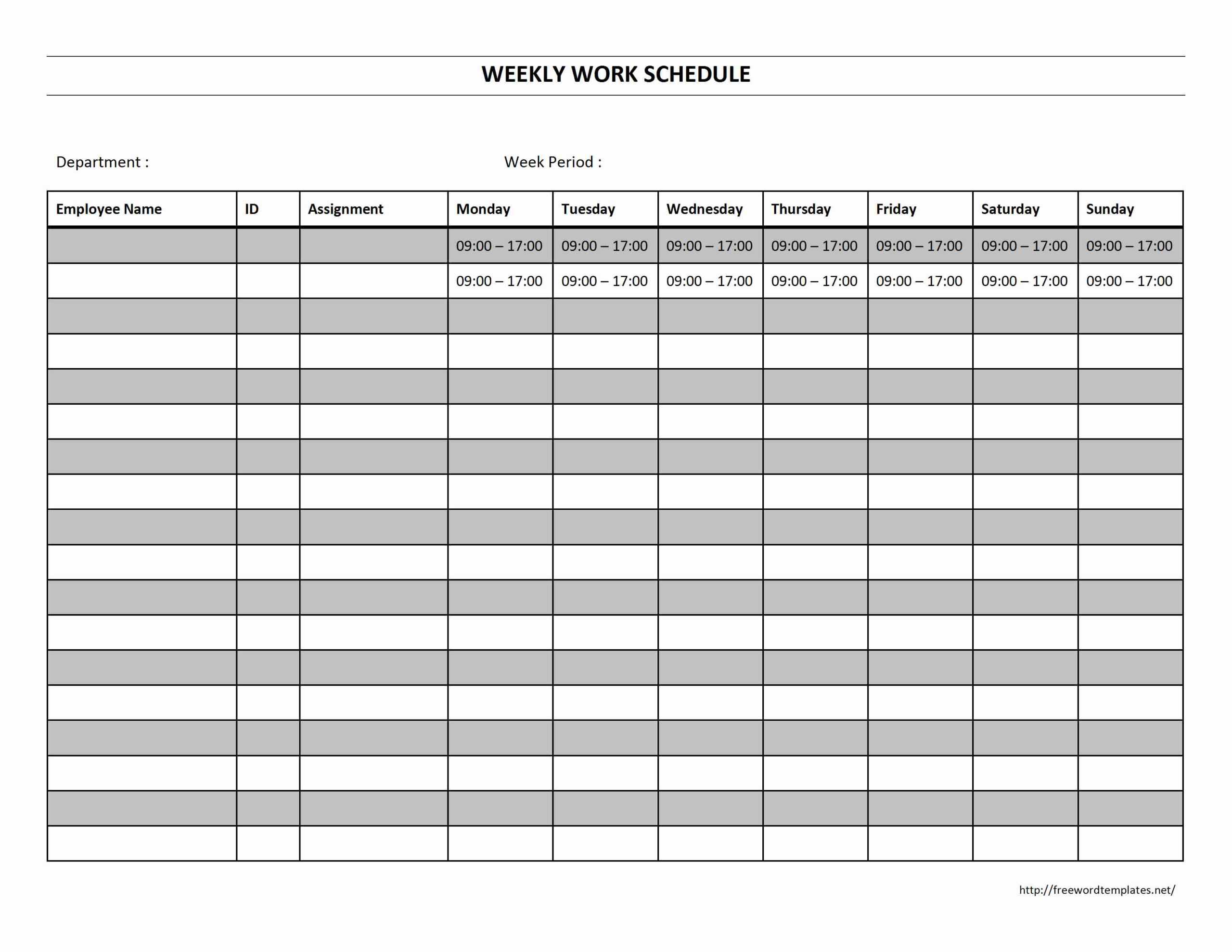 18 Blank Weekly Employee Schedule Template Images – Blank Inside Blank Monthly Work Schedule Template