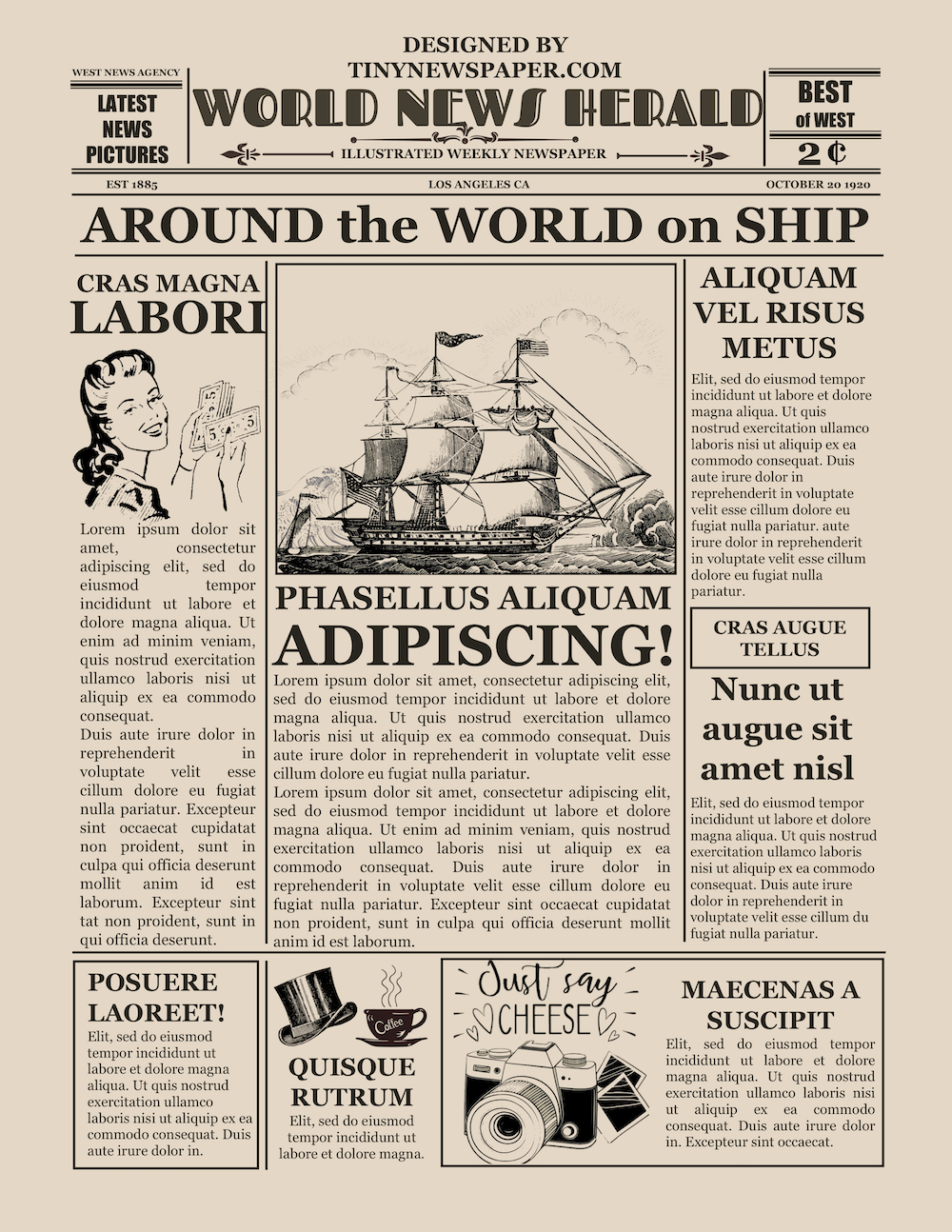 1920's Vintage Newspaper Template Word With Old Newspaper Template Word Free