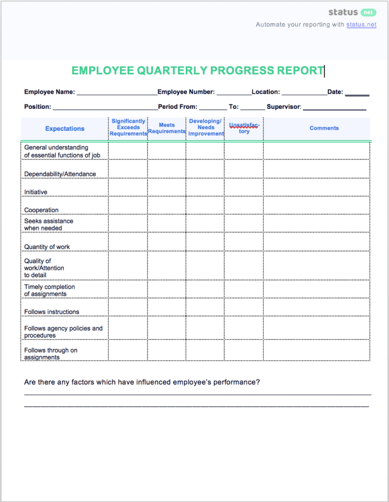 Business Quarterly Report Template