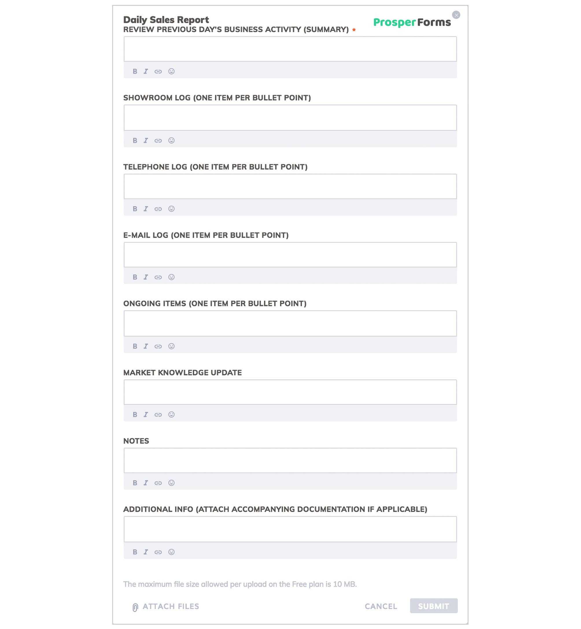 Fault Report Template Word