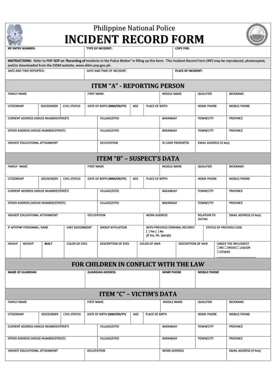 20+ Police Report Template & Examples [Fake / Real] ᐅ With Blank Police Report Template