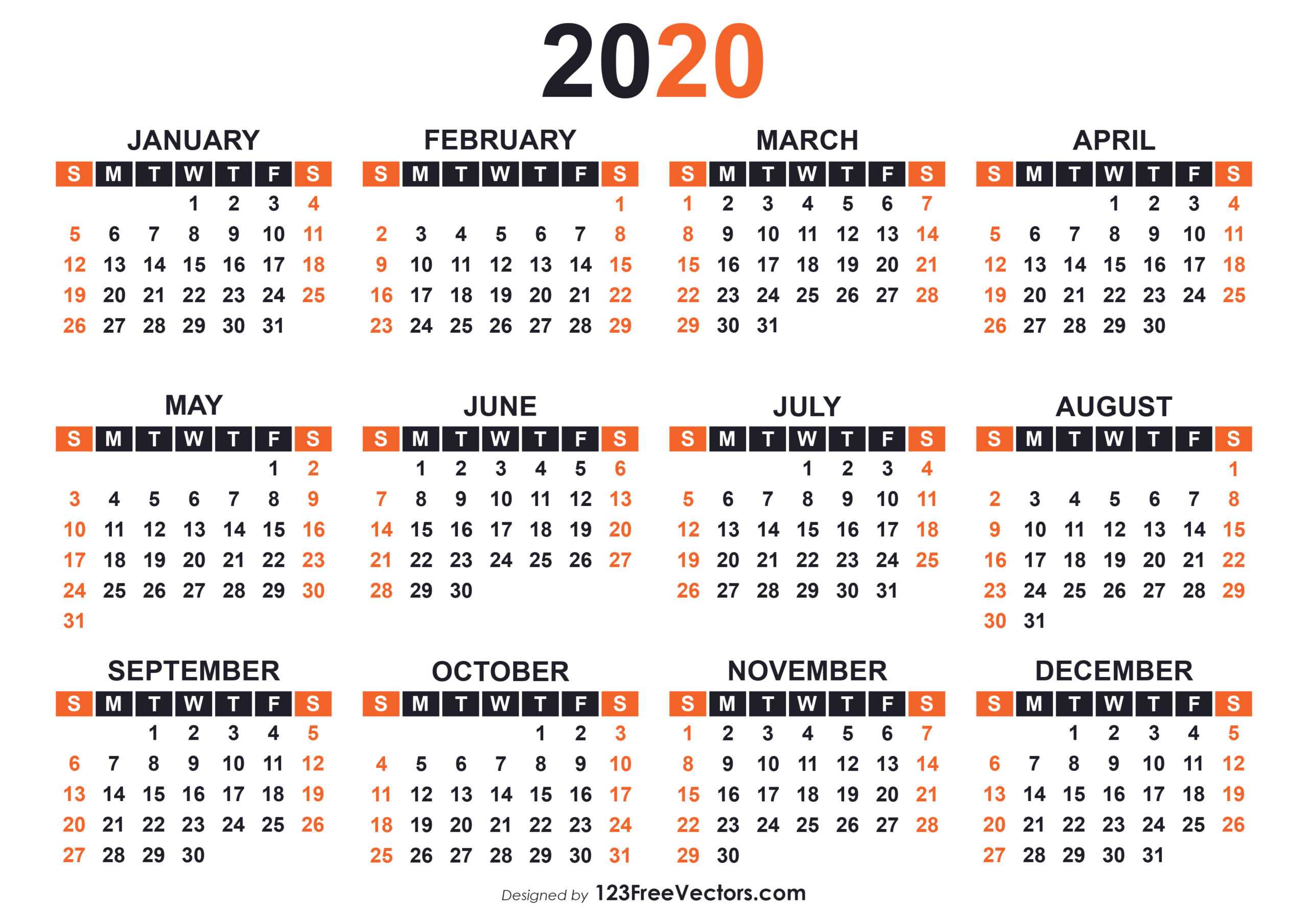 2020 Free Printable Calendar Templates With Regard To Blank Calander Template