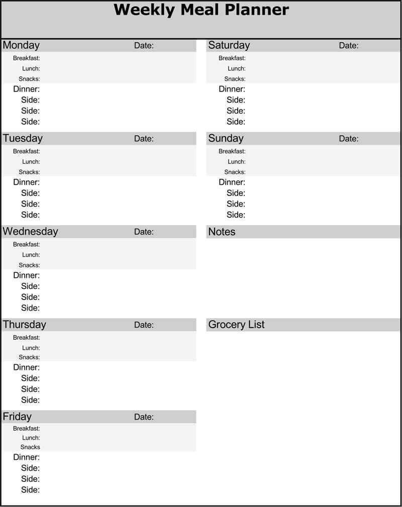 25+ Free Weekly/daily Meal Plan Templates (For Excel And Word) Intended For Menu Planning Template Word