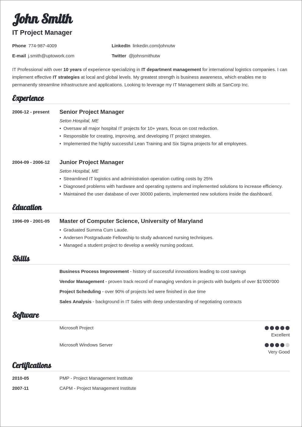 25 Resume Templates For Microsoft Word [Free Download] With Regard To Resume Templates Word 2010