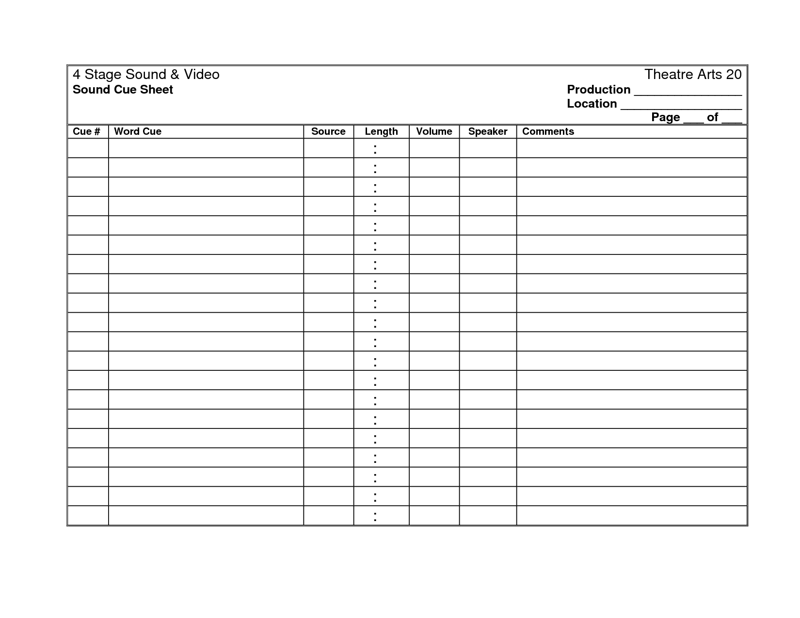 27 Images Of Cooks Production Sheet Template | Masorler Regarding Sound Report Template