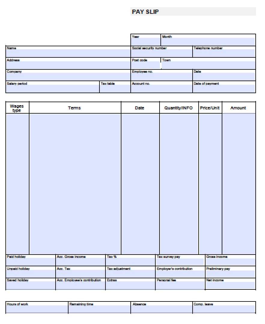 27 Images Of Printable Blank Payroll Template | Jackmonster In Blank Pay Stubs Template