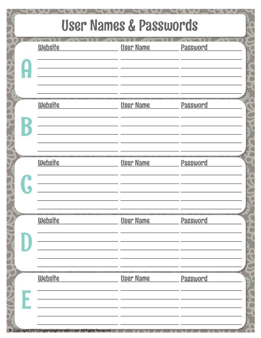 39 Best Password List Templates (Word, Excel & Pdf) ᐅ With Regard To Making Words Template