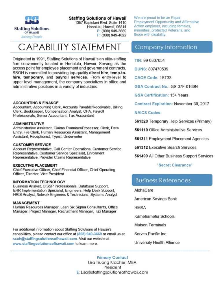Capability Statement Template Word