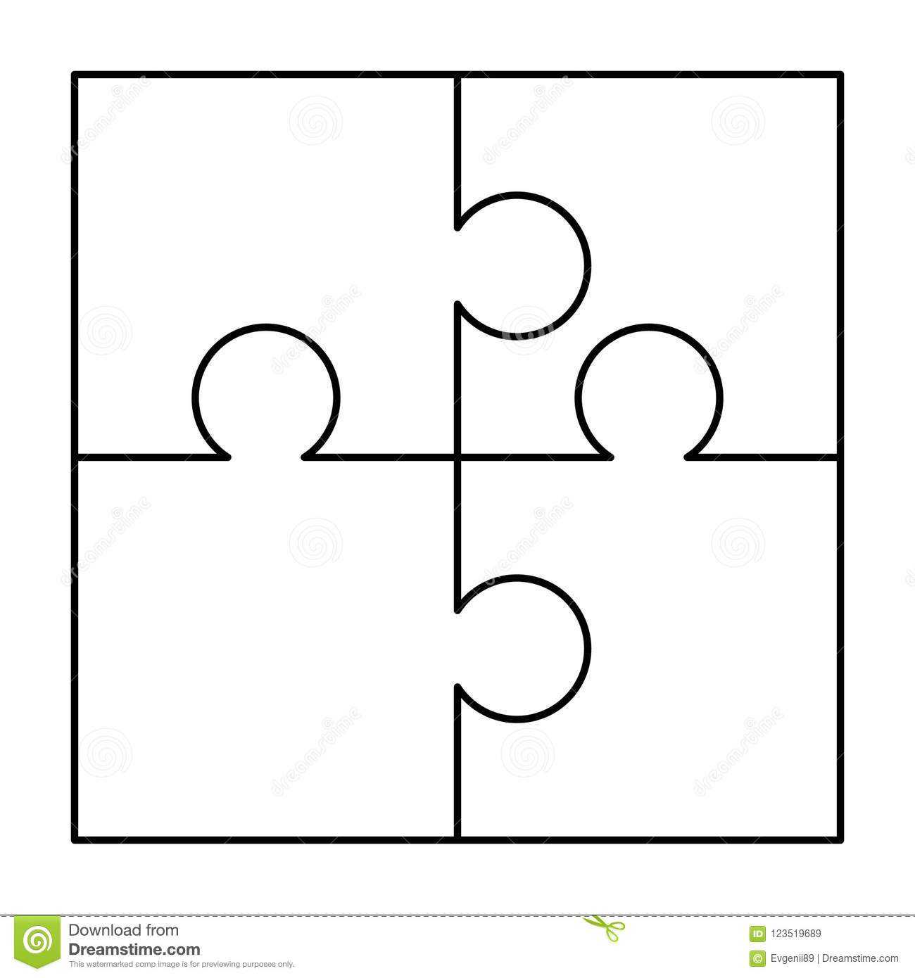 4 White Puzzles Pieces Arranged In A Square. Jigsaw Puzzle Throughout Jigsaw Puzzle Template For Word