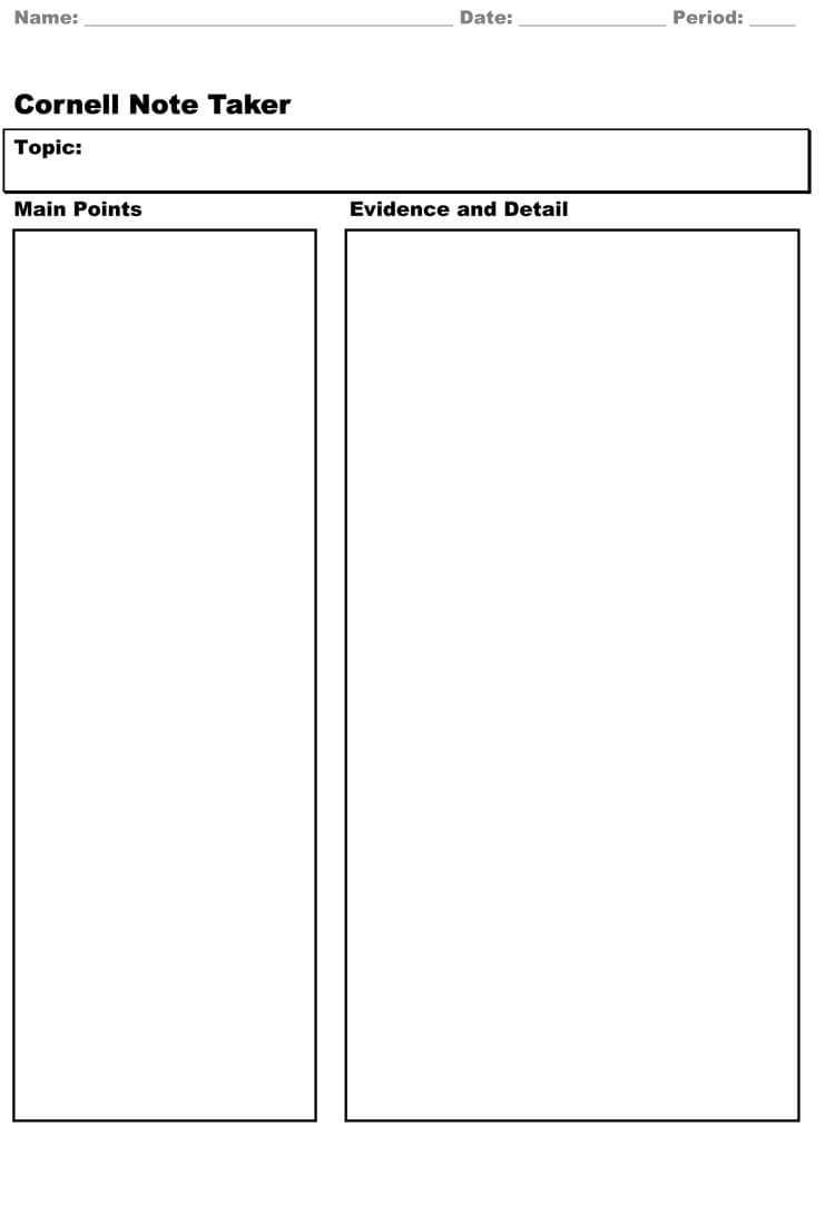 40 Free Cornell Note Templates (With Cornell Note Taking Regarding Cornell Note Template Word