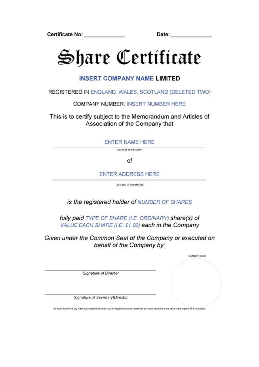 40+ Free Stock Certificate Templates (Word, Pdf) ᐅ Template Lab Throughout Blank Share Certificate Template Free