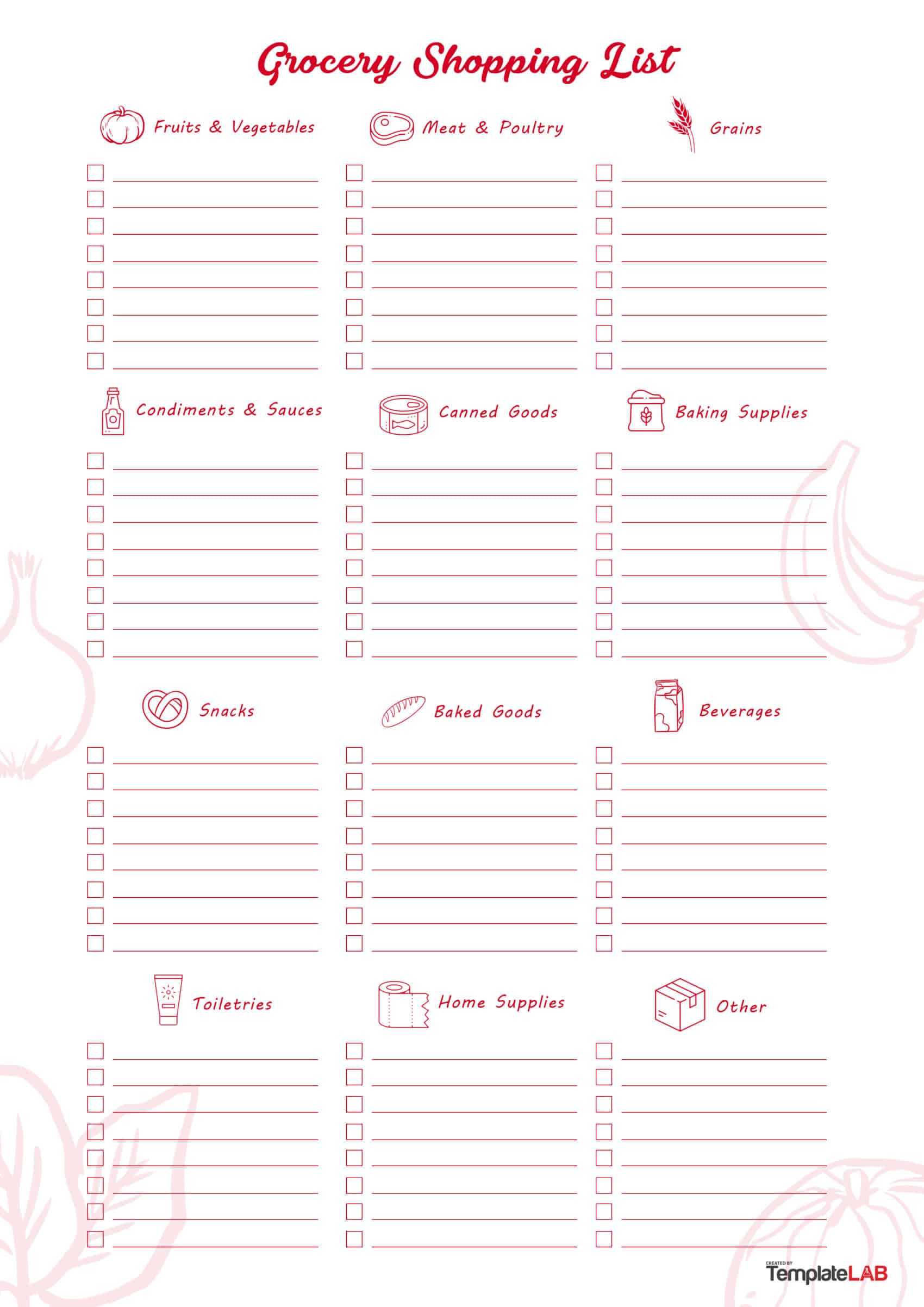 40+ Printable Grocery List Templates (Shopping List) ᐅ With Blank Grocery Shopping List Template