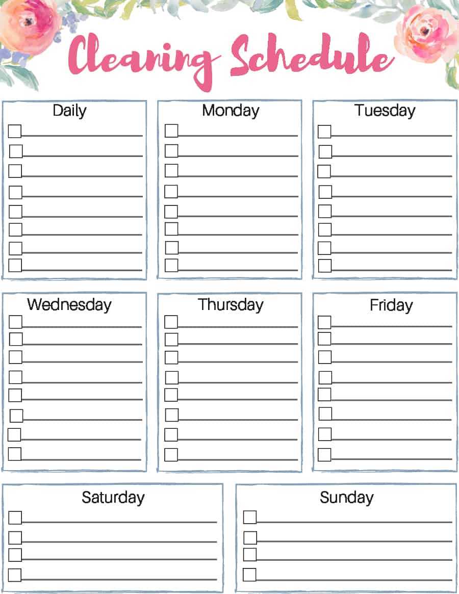 40 Printable House Cleaning Checklist Templates ᐅ Template Lab Within Blank Cleaning Schedule Template