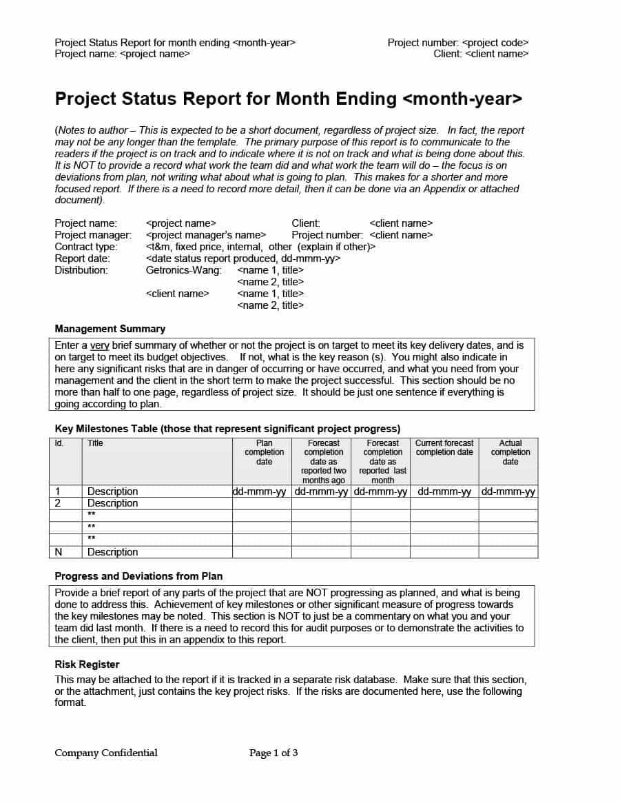 40+ Project Status Report Templates [Word, Excel, Ppt] ᐅ For Monthly Status Report Template Project Management