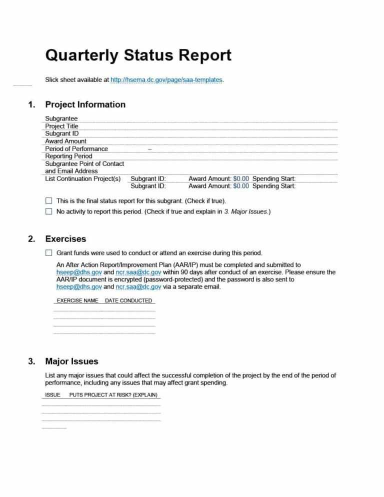 Project Status Report Email Template
