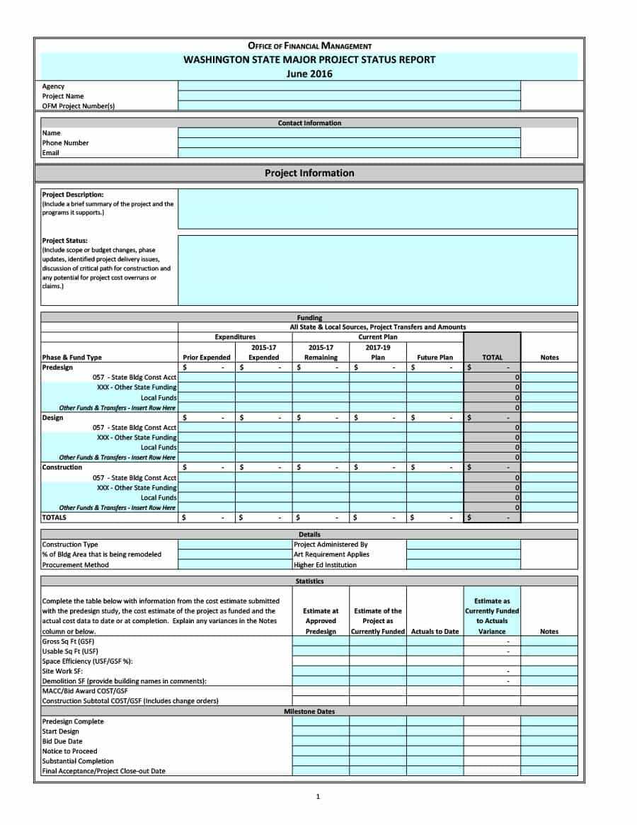 40+ Project Status Report Templates [Word, Excel, Ppt] ᐅ Pertaining To Construction Status Report Template