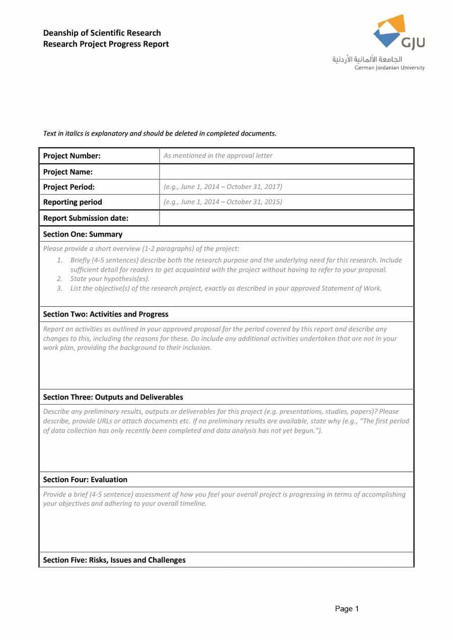 40+ Project Status Report Templates [Word, Excel, Ppt] ᐅ Throughout Research Project Report Template