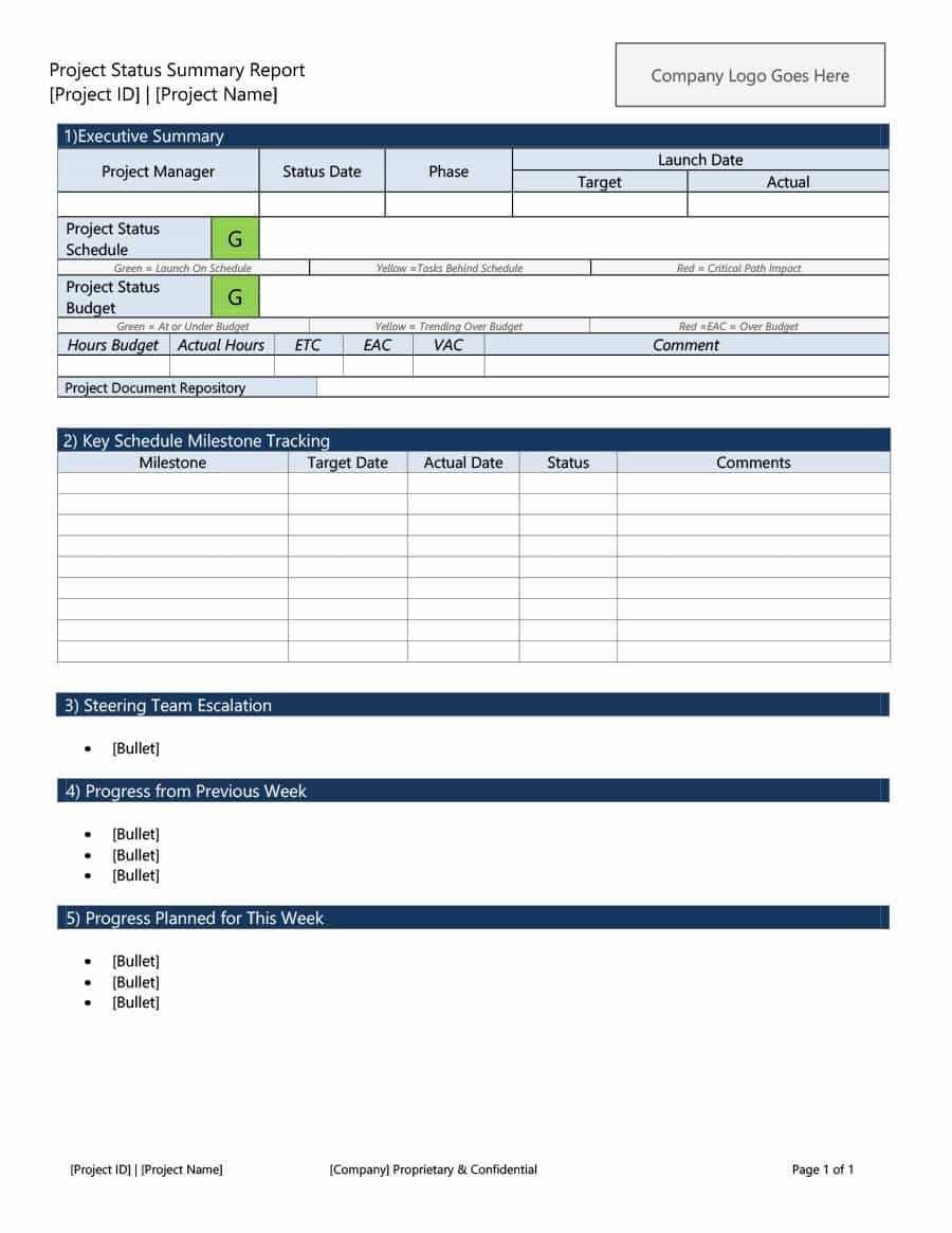 40+ Project Status Report Templates [Word, Excel, Ppt] ᐅ Within Job Progress Report Template