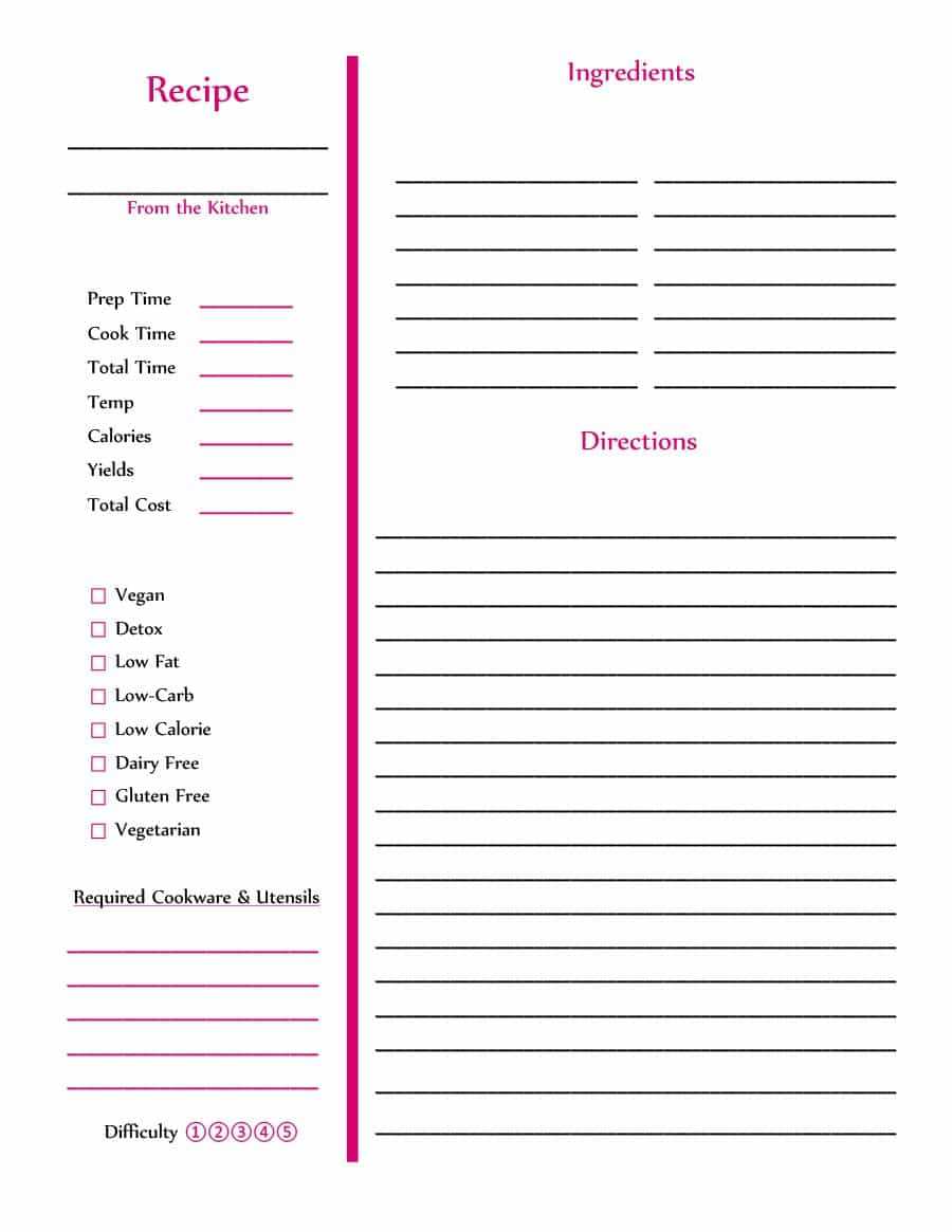44 Perfect Cookbook Templates [+Recipe Book & Recipe Cards] With Regard To Blank Table Of Contents Template Pdf