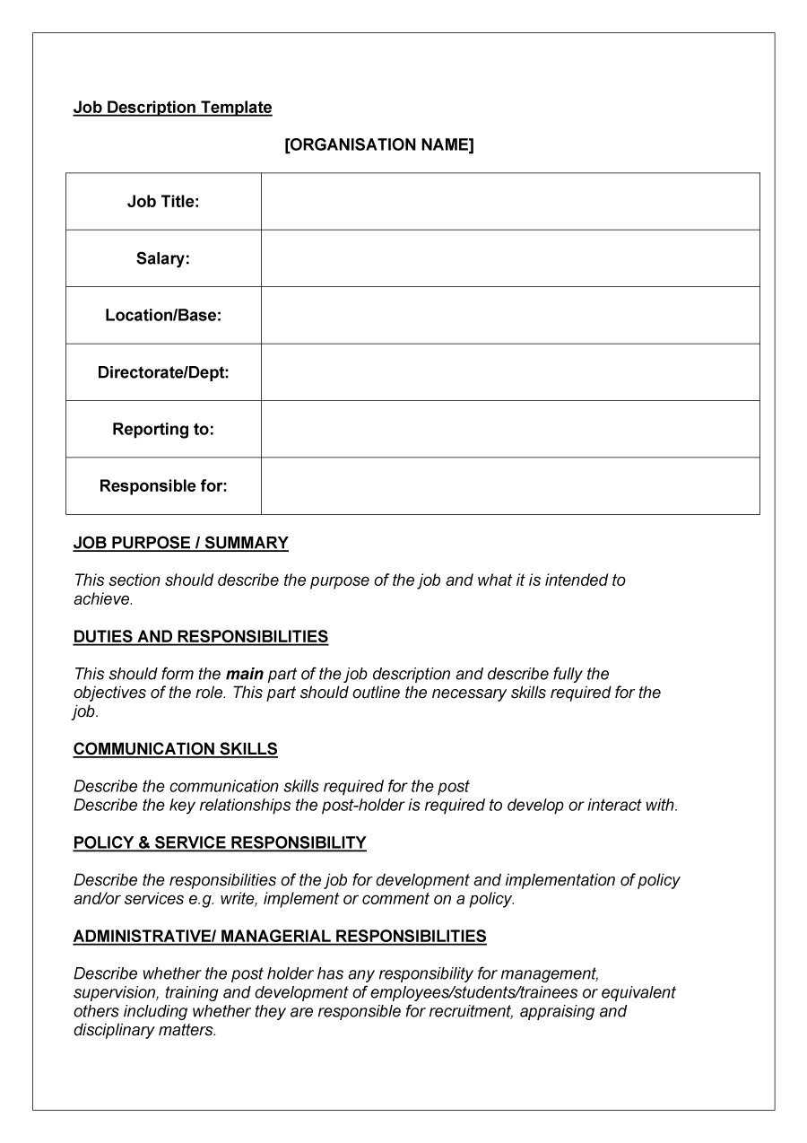 47 Job Description Templates & Examples ᐅ Template Lab Within Job Descriptions Template Word