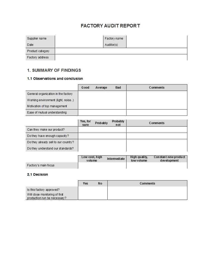 50 Free Audit Report Templates (Internal Audit Reports) ᐅ Within Audit Findings Report Template