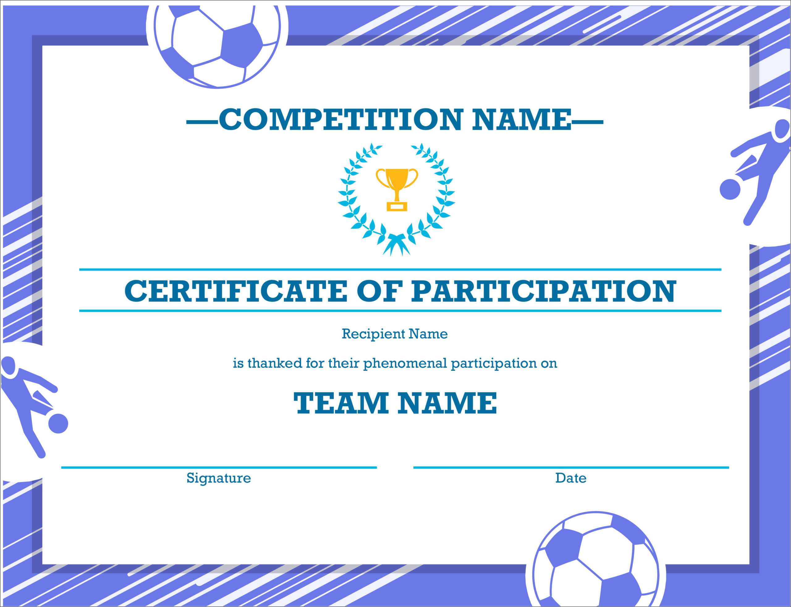 50 Free Creative Blank Certificate Templates In Psd Within Soccer Certificate Templates For Word