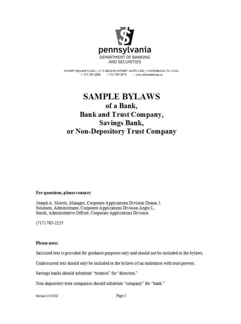 50 Simple Corporate Bylaws Templates & Samples ᐅ Template Lab Inside Corporate Bylaws Template Word