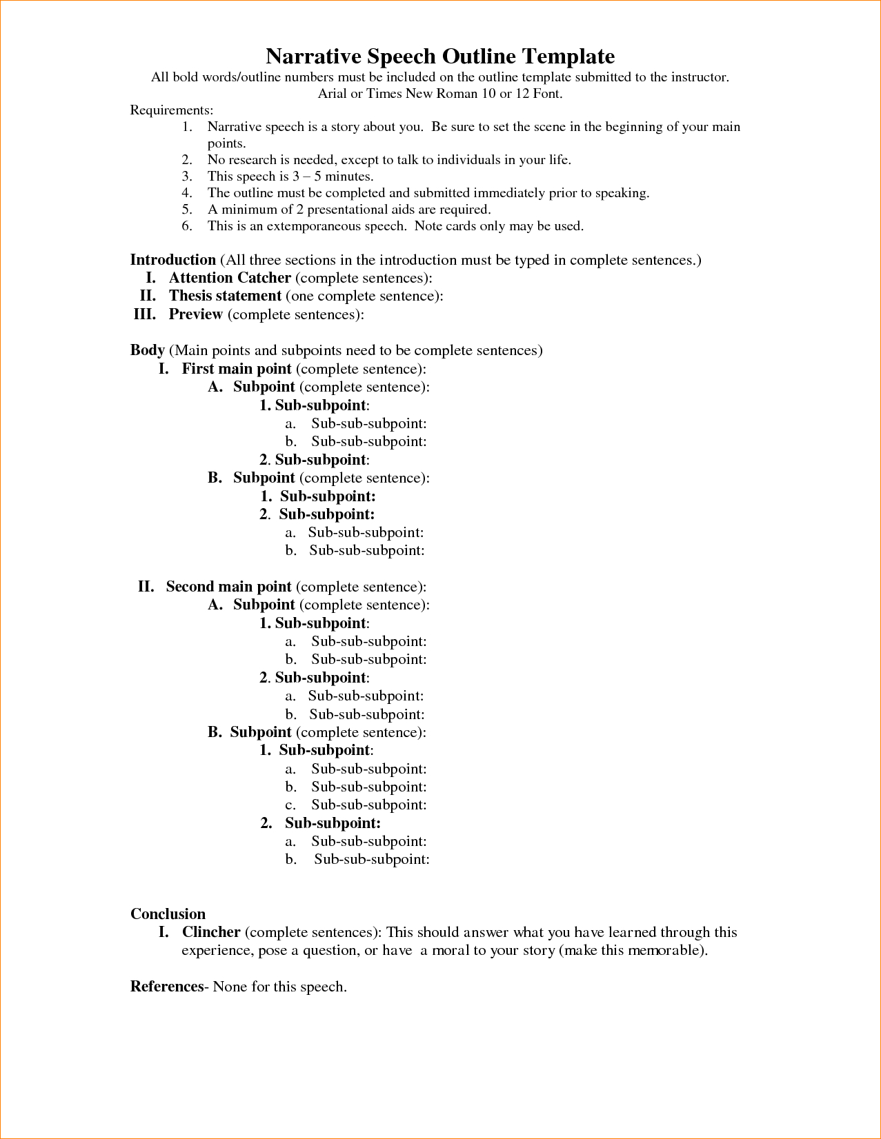 8+ Speech Outline Template | Outline Templates With Regard To Speech Outline Template Word
