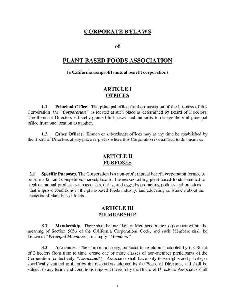 9+ Corporate Bylaws Templates - Pdf | Free & Premium Templates With Corporate Bylaws Template Word