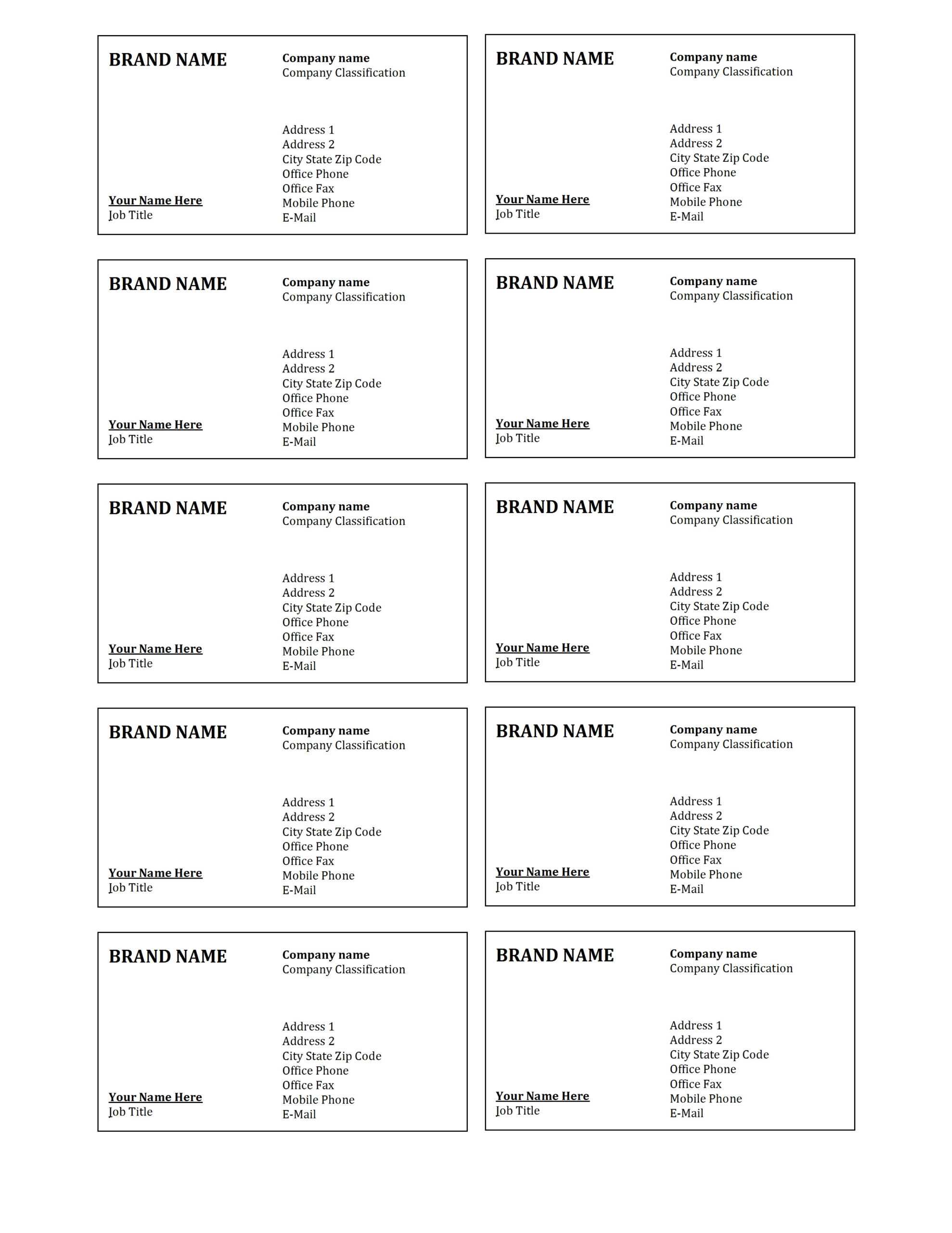 9 Visiting Card Sheet Templates | Fax Cover Sheet Examples With Regard To Plain Business Card Template Microsoft Word