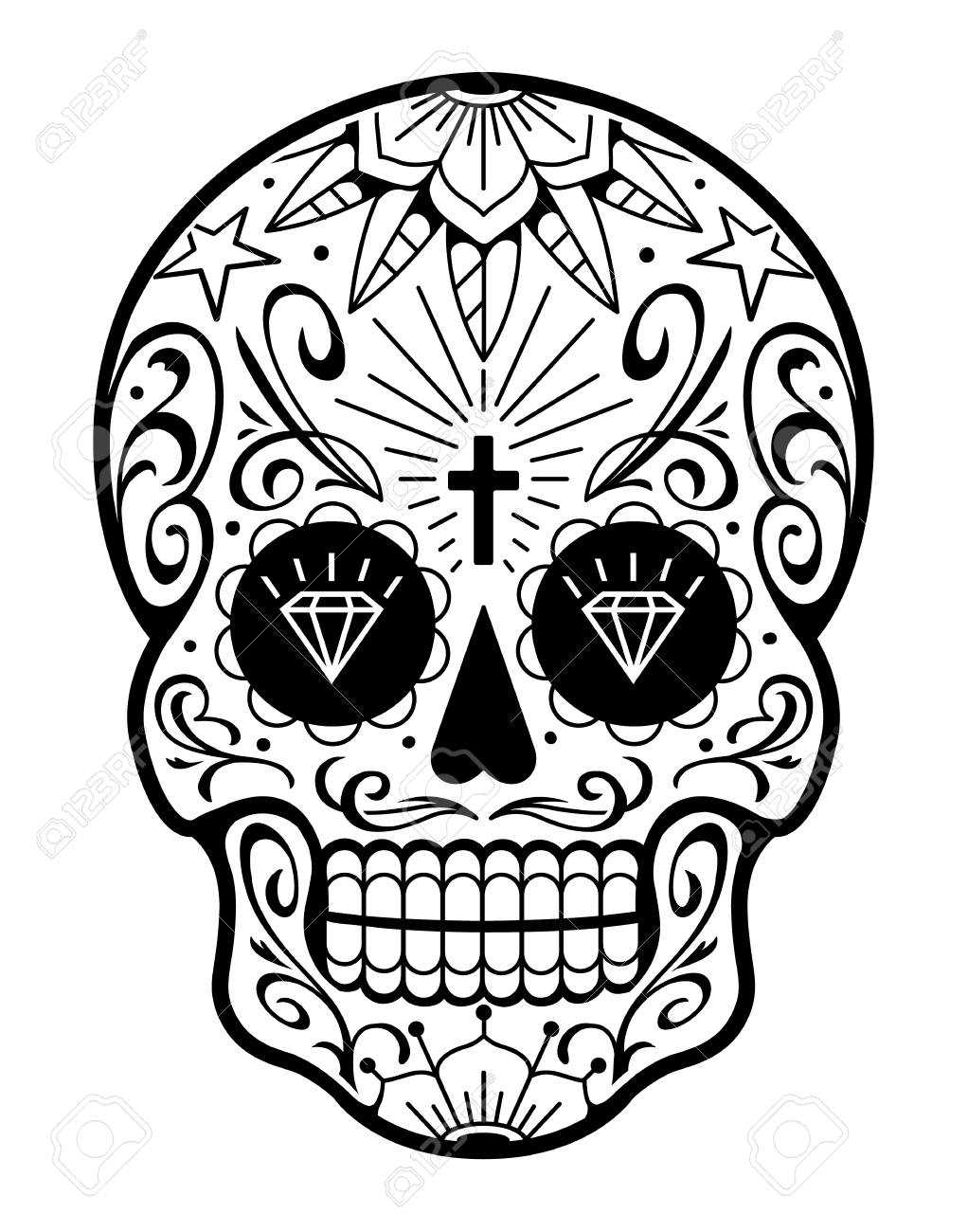 9C5248 Sugar Skull Template | Wiring Library With Blank Sugar Skull Template